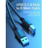Vention USB 3.0 A-B laidas 3 m — USB 3.2 Gen 1 (5 Gbit/s), juodas, nikeliuotos jungtys
