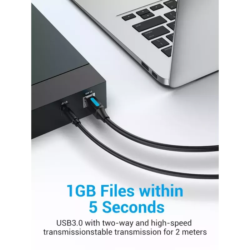 Vention USB 3.0 A-B laidas 3 m — USB 3.2 Gen 1 (5 Gbit/s), juodas, nikeliuotos jungtys