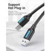 Vention USB 3.0 A-B laidas 3 m — USB 3.2 Gen 1 (5 Gbit/s), juodas, nikeliuotos jungtys