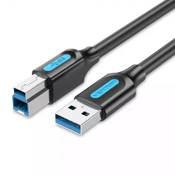 Vention USB 3.0 A-B laidas 3 m — USB 3.2 Gen 1 (5 Gbit/s), juodas, nikeliuotos jungtys