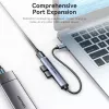 Vention CKOHB 4 viename USB 3.0 mini šakotuvas, 1x USB 3.0 + 3x USB 2.0, 5 Gbps, 0,15 m, aliuminis, pilkas