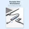 Vention CKOHB 4 viename USB 3.0 mini šakotuvas, 1x USB 3.0 + 3x USB 2.0, 5 Gbps, 0,15 m, aliuminis, pilkas
