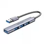 Vention CKOHB 4 viename USB 3.0 mini šakotuvas, 1x USB 3.0 + 3x USB 2.0, 5 Gbps, 0,15 m, aliuminis, pilkas