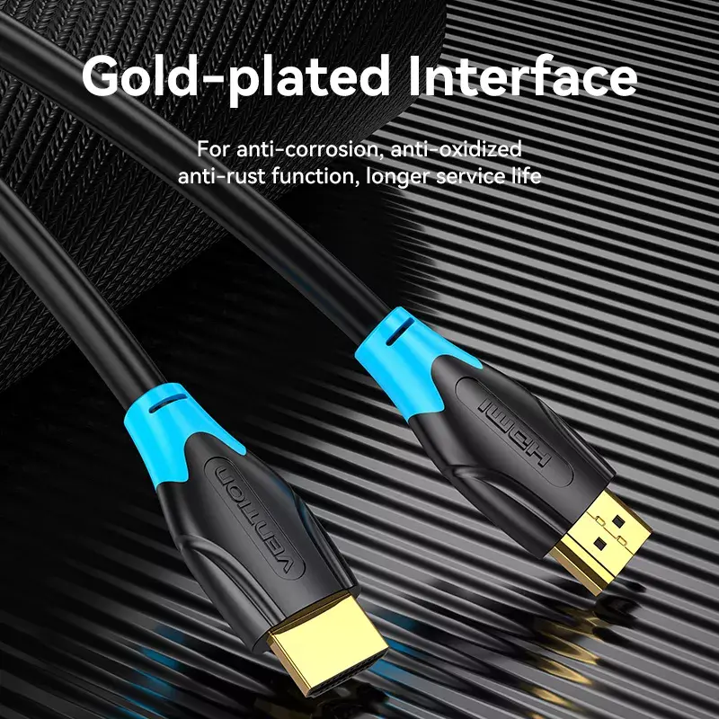 HDMI kabelis Vention 5 m 2.0 18 Gbit/s Vyriškas-Vyriškas, PVC apvalkalas, Auksuoti kontaktai, Palaiko 4K@60Hz