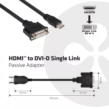 CLUB3D CAC-HMD>DFD HDMI į DVI vienos jungties pasyvus adapteris 0,40 m