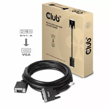 DVI-A į VGA laidas M/M CLUB3D CAC-1243 3m 28 AWG juodas