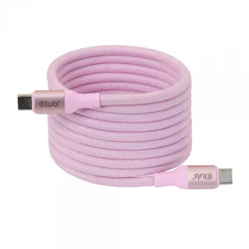 CLUB3D USB-C magnetinė ritė 240W rožinis kabelis 2m USB 2.0