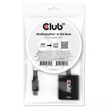 CLUB3D CAC-2113 MiniDisplayPort™ į VGA aktyvus adapteris, juodas