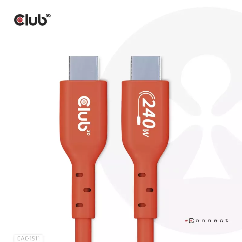 CLUB3D CAC-1515 USB2.0 Type-C abipusis USB-IF sertifikuotas laidas 480 Mb/s, PD 240 W (48 V/5 A) EPR M/M 4 m / 13,13 pėdų