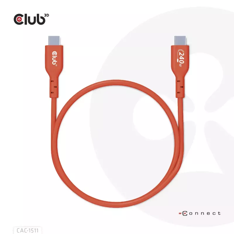 CLUB3D CAC-1515 USB2.0 Type-C abipusis USB-IF sertifikuotas laidas 480 Mb/s, PD 240 W (48 V/5 A) EPR M/M 4 m / 13,13 pėdų