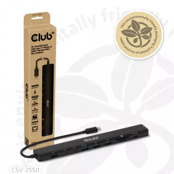 CLUB3D 10-1 Nešiojamas Dock USB Type-C 10Gbps į HDMI 8K30Hz PD3.1 Max. 140W