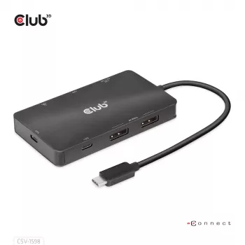 CLUB3D USB Gen2 Type-C į Dual DisplayPort 4k60Hz 7-in-1 HUB