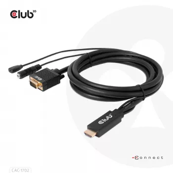 CLUB3D HDMI į VGA laidas M/M 2m 28AWG