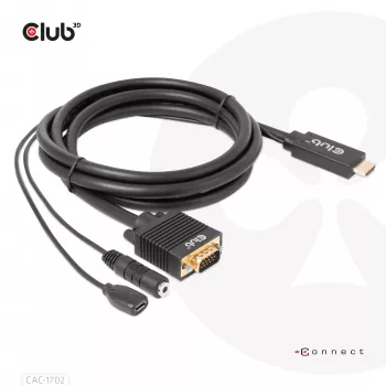 CLUB3D HDMI į VGA laidas M/M 2m 28AWG
