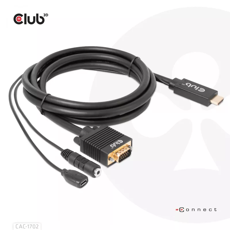 CLUB3D HDMI į VGA laidas M/M 2m 28AWG