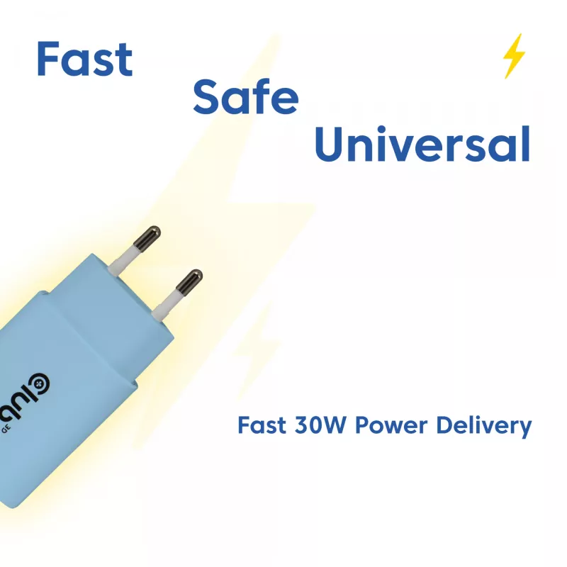 CLUB3D 2 vnt. USB-C 30 W baltas įkroviklis, vidaus, AC, mėlynas