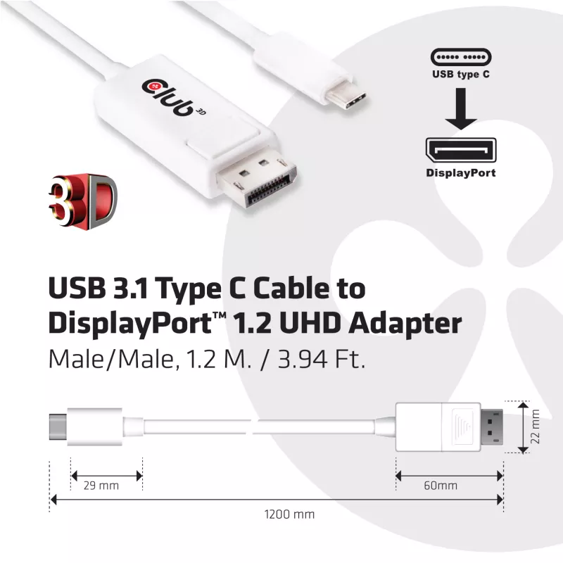 CLUB3D USB 3.1 Type C į DisplayPort 1.2 UHD adapteris CAC-1517