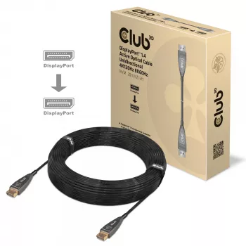 CLUB3D DisplayPort 1.4 aktyvus optinis kabelis vienakryptis 4K120Hz 8K60Hz M/M 20m