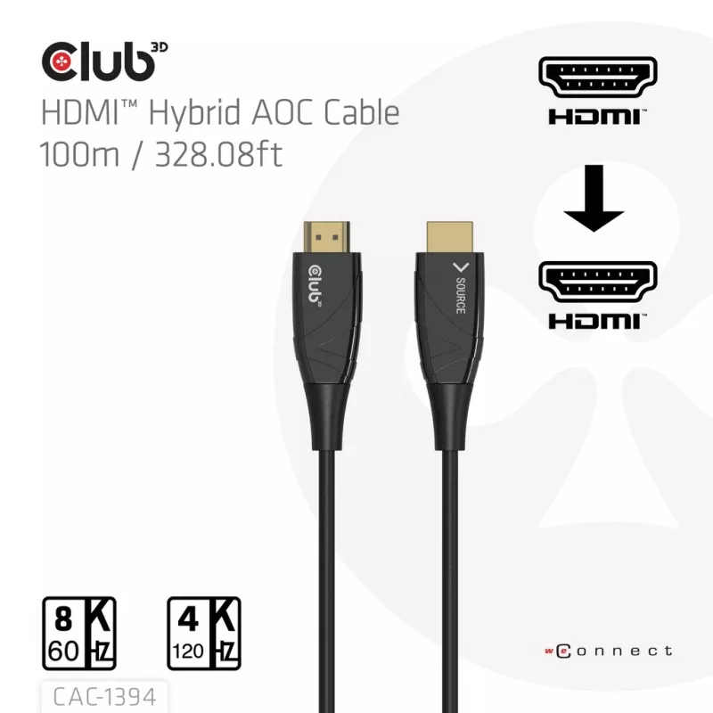 CLUB3D CAC-1394 Ultra High Speed AOC laidas 4K120Hz/8K60Hz vienakryptis M/M 100m