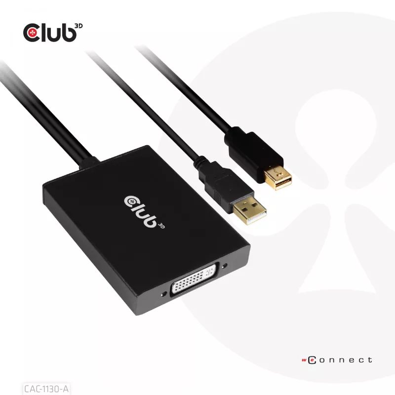 CLUB3D CAC-1130-A Mini DisplayPort į Dual Link DVI aktyvus adapteris (HDCP OFF versija, skirta Apple Cinema Displays)