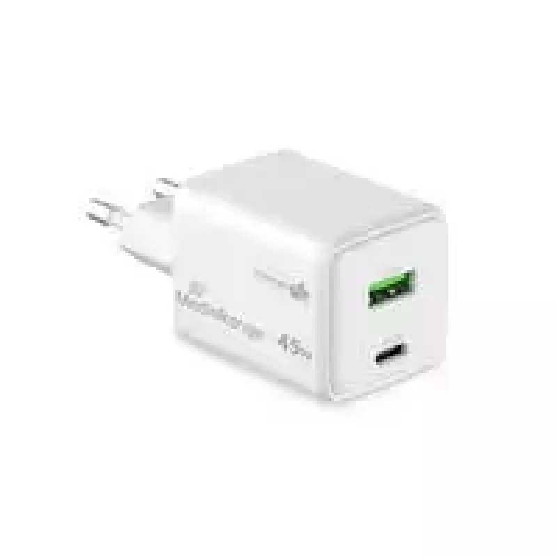 MediaRange MRMA113-2 USB-C 45 W kroviklis su USB-A, baltas, 100–240 V