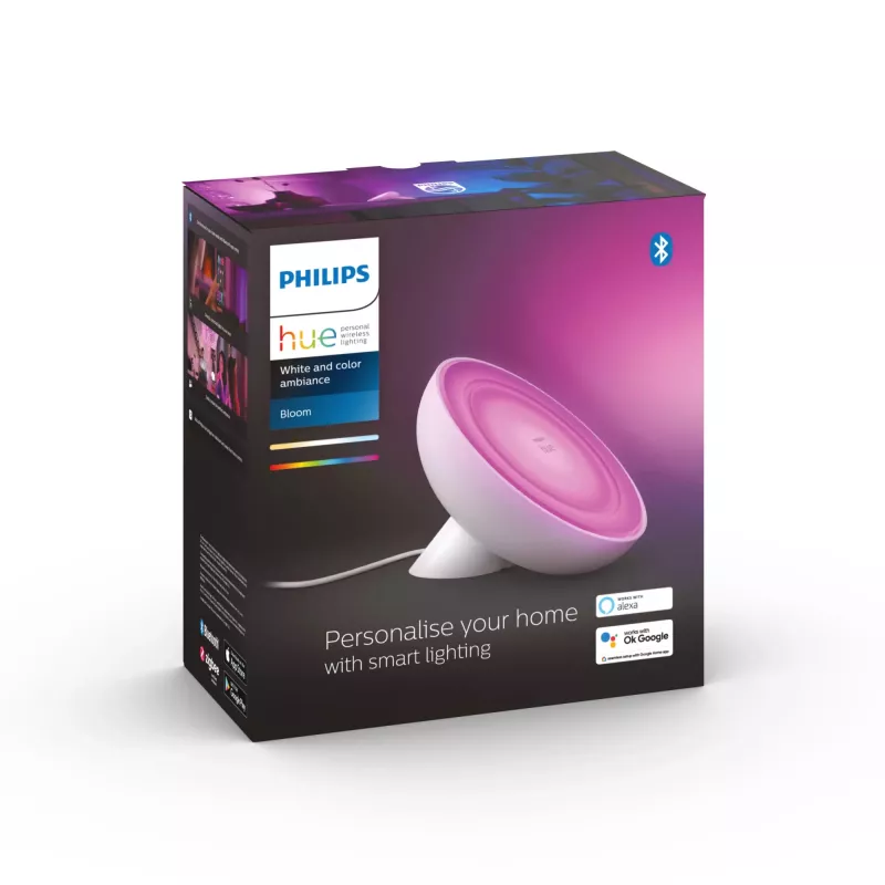 Philips Hue White and colour ambience Bloom stalinė lempa, išmanioji lempa, ZigBee, balta, įmontuotas LED, metalas, nekeičiama lemputė