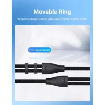 Garso adapterio laidas Vention 2×3,5 mm lizdas (vyriškas) į 4 kontaktų 3,5 mm lizdą (moteriškas), 0,3 m, juodas