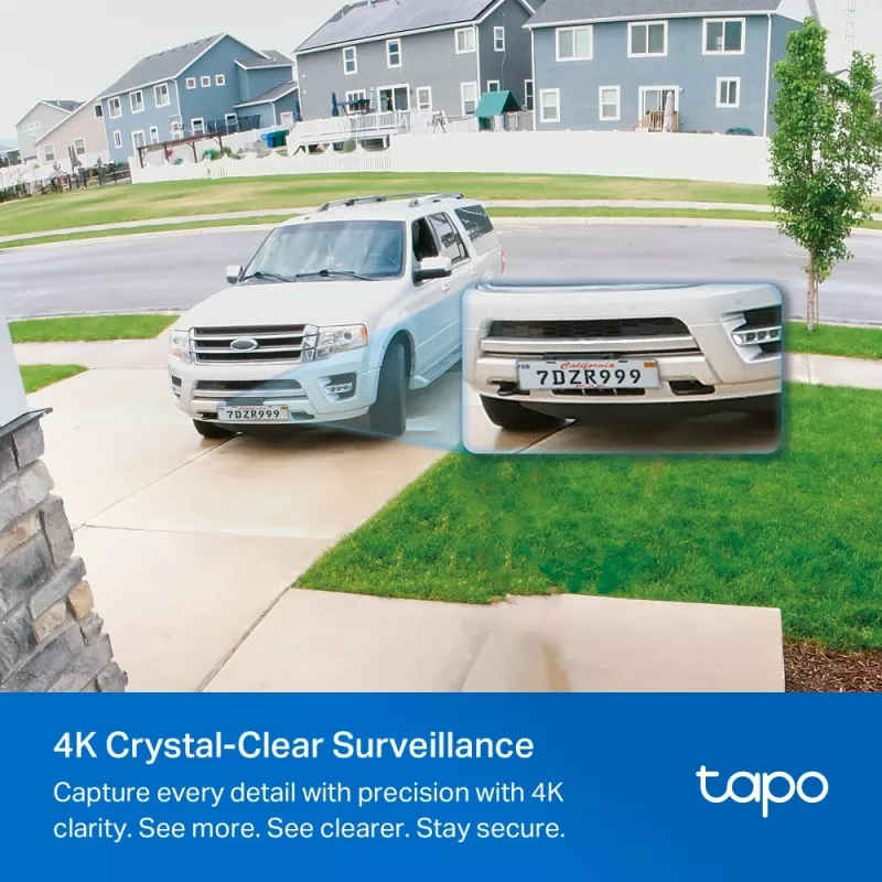 IP apsaugos kamera TP-Link Tapo C460 KIT – lauko stebėjimo, 8 MP 3840×2160, 12× skaitmeninis priartinimas, sieninis laikiklis, dvipusis garsas, Wi‑Fi, balta