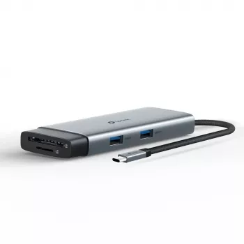 USB Type-C 7-in-1 stotelė TP-Link UH7021C — HDMI, USB 3.2 Gen1, USB 2.0, SD/microSD, 5000 Mbit/s, aliuminis juoda
