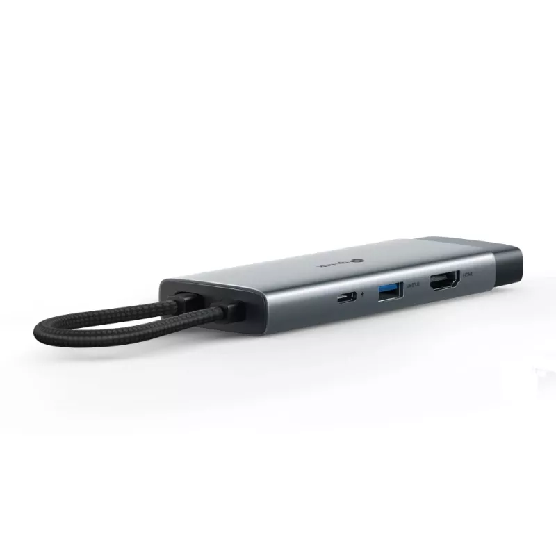USB Type-C 7-in-1 stotelė TP-Link UH7021C — HDMI, USB 3.2 Gen1, USB 2.0, SD/microSD, 5000 Mbit/s, aliuminis juoda