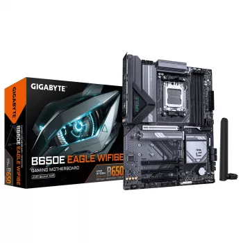 GIGABYTE B650E EAGLE WIFI6E pagrindinė plokštė, AMD Ryzen 9000 serijos procesoriams, 8+2+2 fazių VRM, iki 8200 MHz DDR5 (OC), 1xPCIe 5.0 + 2xPCIe 4.0 M.2, 2,5GbE LAN, WIFI 6E, USB 3.2 Gen 2