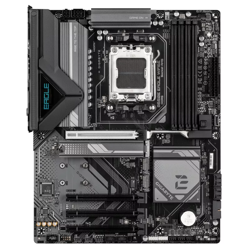 GIGABYTE B650E EAGLE WIFI6E pagrindinė plokštė, AMD Ryzen 9000 serijos procesoriams, 8+2+2 fazių VRM, iki 8200 MHz DDR5 (OC), 1xPCIe 5.0 + 2xPCIe 4.0 M.2, 2,5GbE LAN, WIFI 6E, USB 3.2 Gen 2