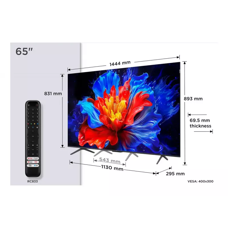 Televizorius TCL P8K 65 colių 4K QLED 3840 x 2160