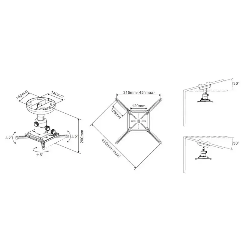 Lubinis laikiklis Multibrackets M Universal Projector 200 su Fine tune