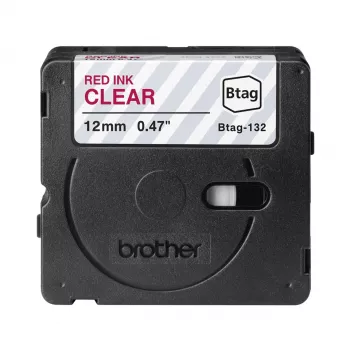 Etikečių juosta Brother BTAG-132 raudona ant permatomo 1,2 cm 4 m