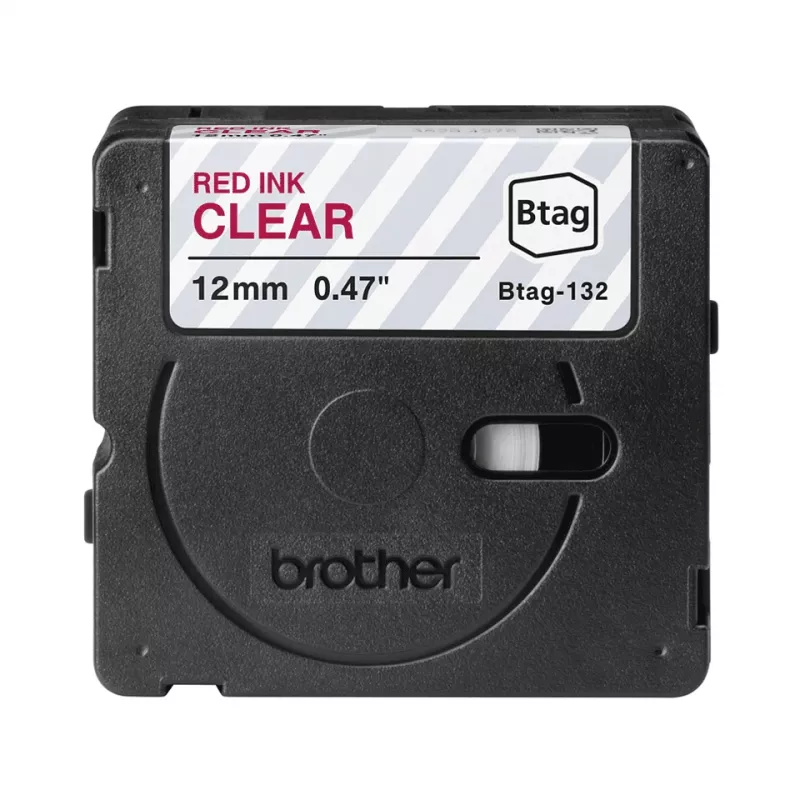 Etikečių juosta Brother BTAG-132 raudona ant permatomo 1,2 cm 4 m