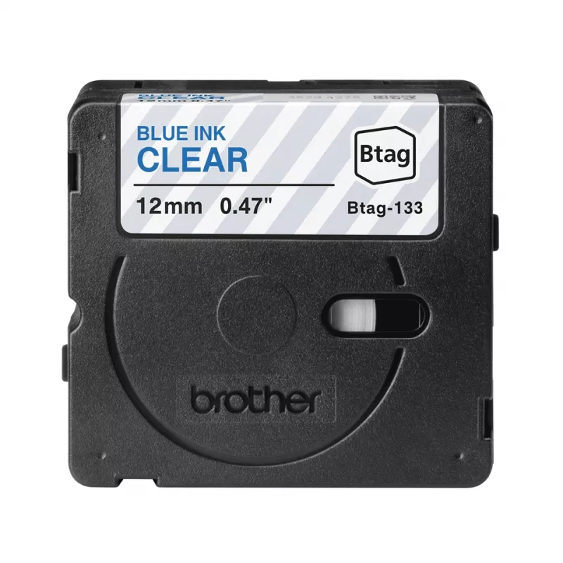 Brother BTAG-133 mėlyna ant skaidraus lipni juosta