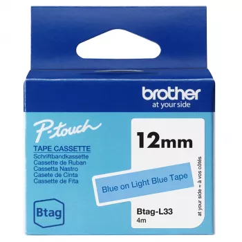 Lipnių etikečių juostelė Brother BTAG-L33 mėlyna ant šviesiai mėlynos 1,2 cm 4 m