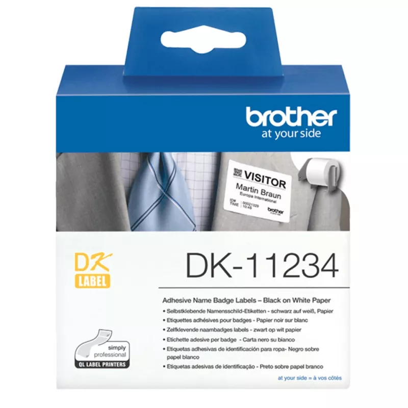 Brother DK-11234 balti lipnūs etikečių rulonai lankytojų ženkliukams