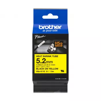 Juostelė spausdintuvui Brother HSE-211E juoda 5,2 mm x 1,5 m