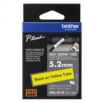 Juostelė spausdintuvui Brother HSE-211E juoda 5,2 mm x 1,5 m