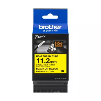 Brother HSE-631E termosusitraukianti juosta etikečių spausdintuvui, 11,7 mm, geltona