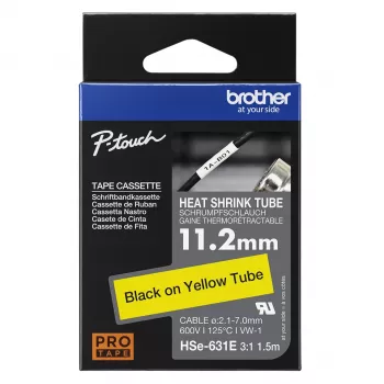 Brother HSE-631E termosusitraukianti juosta etikečių spausdintuvui, 11,7 mm, geltona