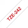 Laminuota juosta Brother TZe242 18 mm raudona ant baltos