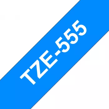 Laminuota juosta Brother TZe555 24mm balta ant mėlynos