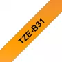 Brother TZe TZEB31 lipni juosta etiketėms 12 mm juoda ant fluorescencinės oranžinės