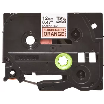 Brother TZe TZEB31 lipni juosta etiketėms 12 mm juoda ant fluorescencinės oranžinės