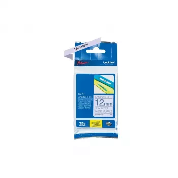 Brother TZE-MQF31 laminuota juostelė etiketėms, 12 mm, 4 m, juodas tekstas ant pastelinės violetinės