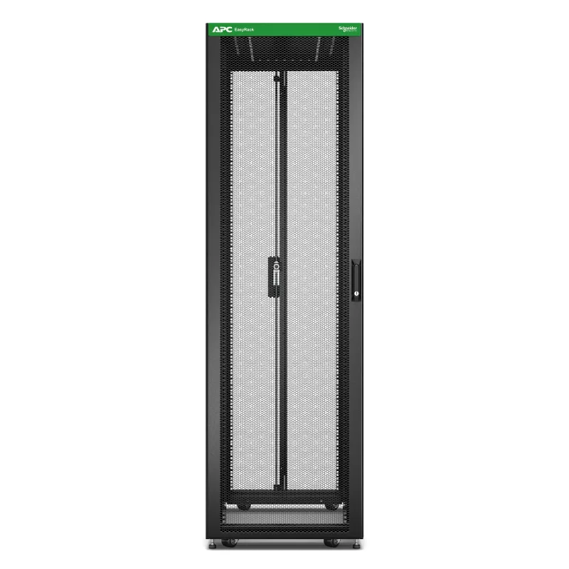 APC Easy Rack ER6202FP1 42U serverinis stovas, juodas, su stogu, ratukais, kojelėmis, 4 kronšteinais ir šoninėmis plokštėmis, be dugno, 1991H x 600W x 1000D mm