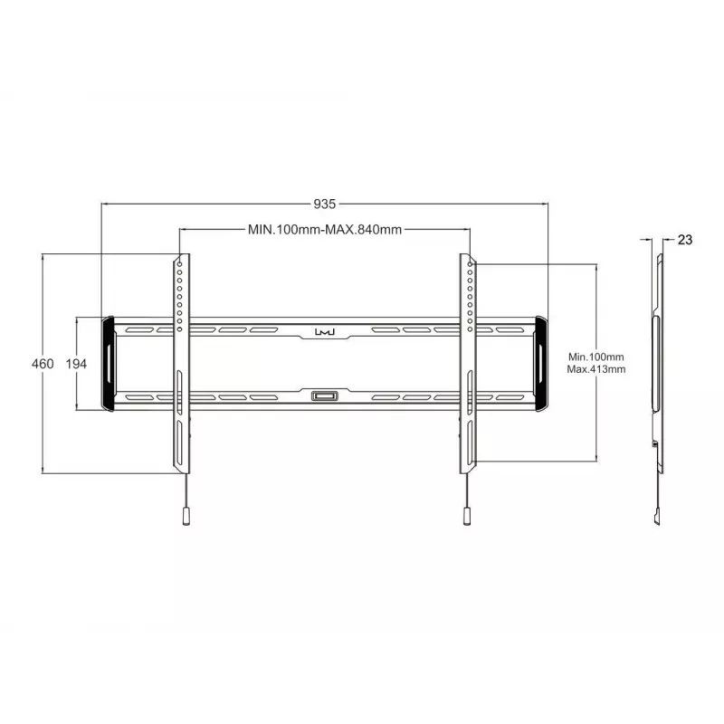 Multibrackets M Universal Wallmount Fixed Large juodas